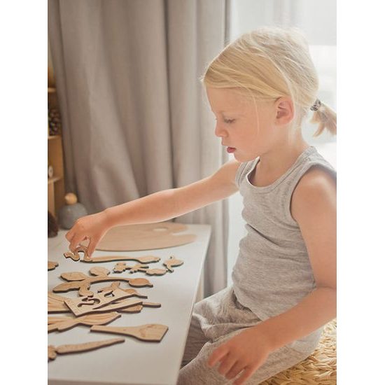 Kořenová zelenina - edukativní dřevěné puzzle - SLOVENSKÁ VERZE