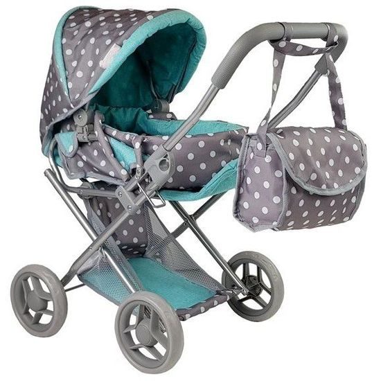 Kočárek pro panenky Alice 9346D kombinovaný šedo-mentolový