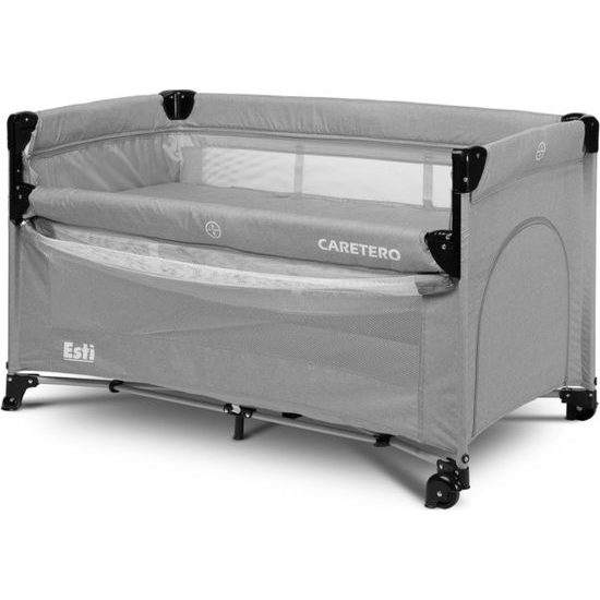 Dětská cestovní postýlka CARETERO ESTI se stahovací bočnicí grey