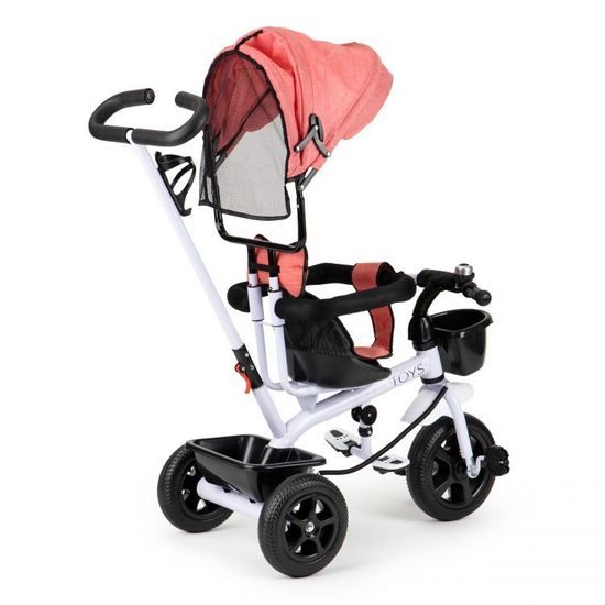 Ecotoys dětská tříkolka se sklopnou stříškou Basic růžová