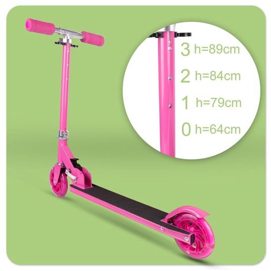 Dětská skládací koloběžka s hliníkovým rámem a svítícími koly - růžová