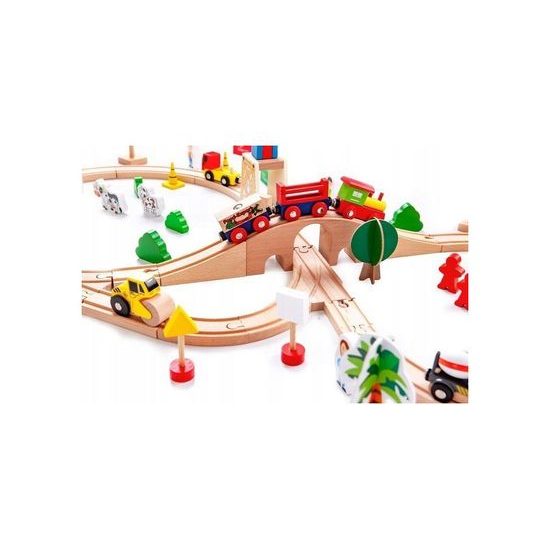 Ecotoys dřevěná vláčkodráha na baterie 78 dílků