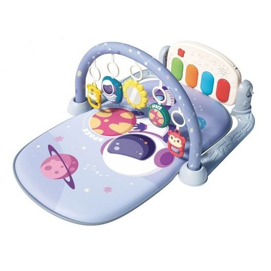 Dětská hrací deka s piankem Vesmír - modrá