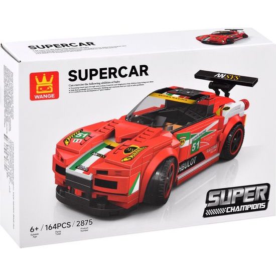 Stavebnice sportovní auto 164 dílků + samolepky