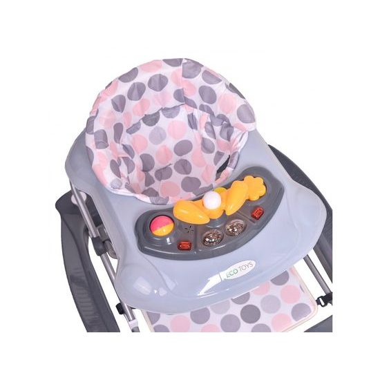 Ecotoys dětské chodítko s houpačkou 2v1 šedé