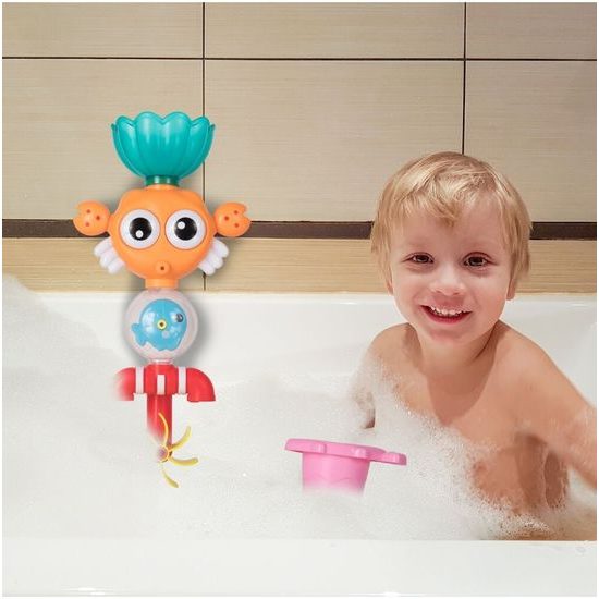 Krab s kolovrátkem a fontánou pro děti do vany Fountain Crab