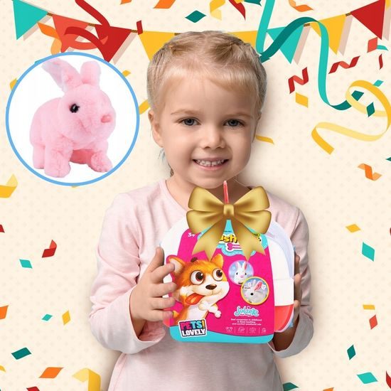 Interaktivní plyšový králíček v přepravce Plush Pet - růžový