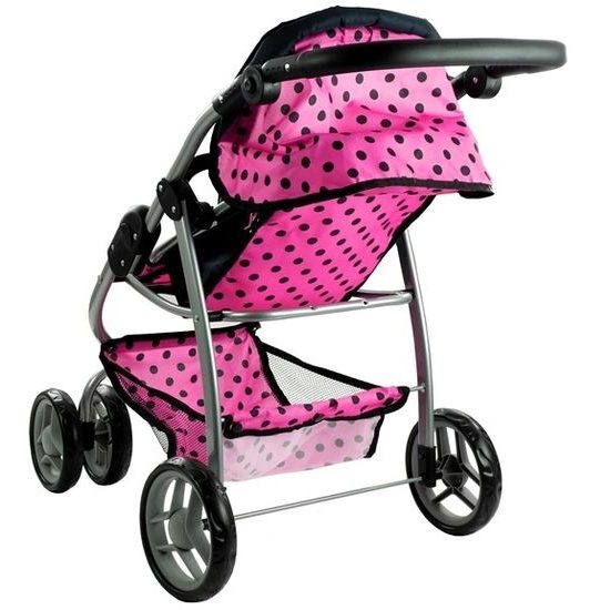 Alice velký sportovní kočárek pro panenky 3v1 - 9662 růžový s puntíkama