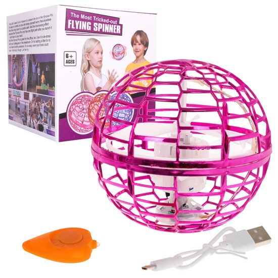 Létající koule s dálkovým ovladačem Flying Spinner - růžová