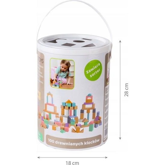 Ecotoys sada dřevěných kostek 100 ks v boxu