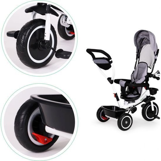 Ecotoys dětská tříkolka s otočným sedadlem S360 šedá