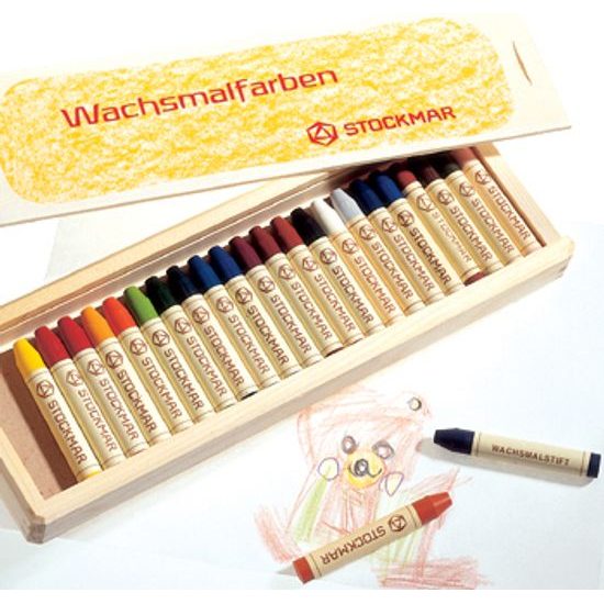 Voskové PASTELKY, sada 24 ks, dřevěná krabička