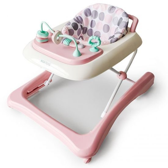 Ecotoys dětské chodítko s hračkami růžové