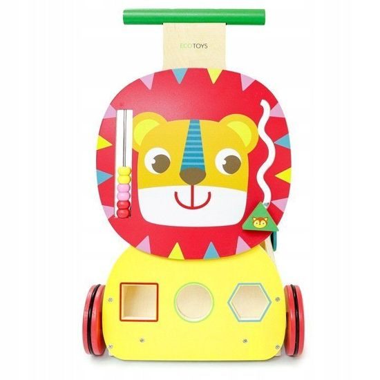 Ecotoys dřevěné edukační chodítko 2v1 Lvíček
