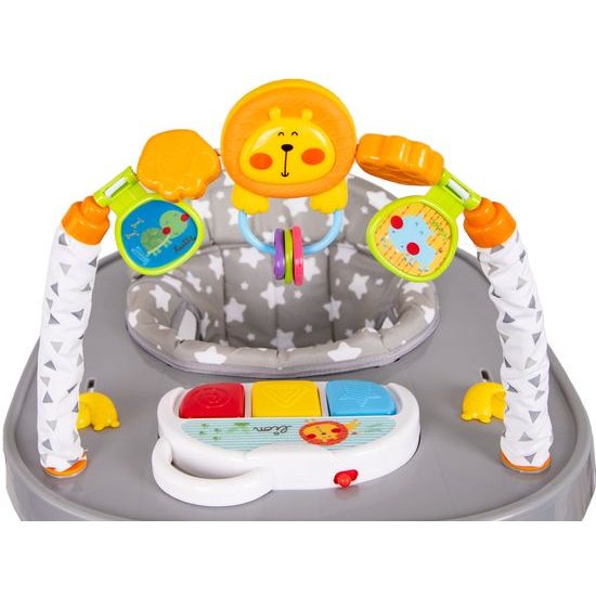 Ecotoys dětské chodítko s hračkami a melodiemi Lvíček šedé