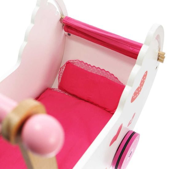 Ecotoys dětské dřevěné chodítko kočárek