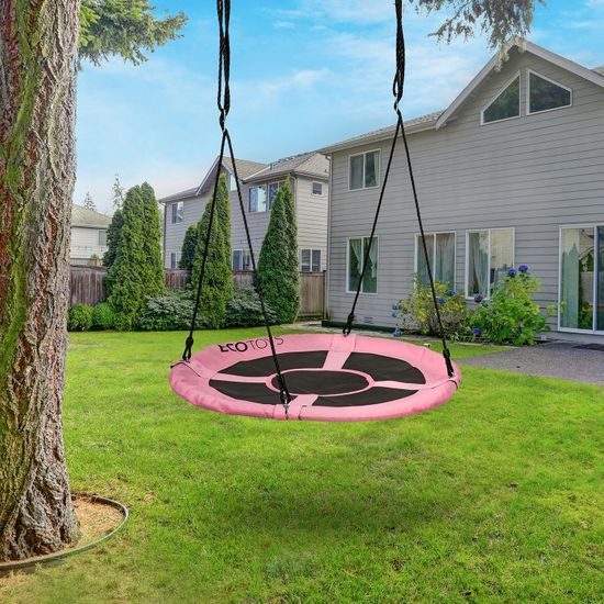 LEHKÉ POŠKOZENÍ Ecotoys dětská houpačka Čapí hnízdo růžová