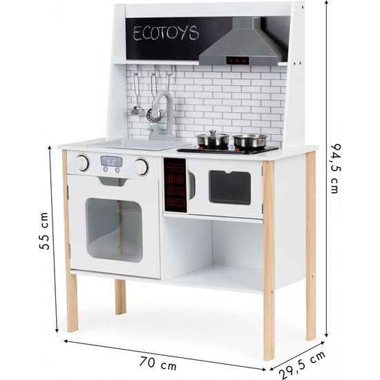 Ecotoys dětská dřevěná kuchyňka se zvuky a LED efekty House Kitchen
