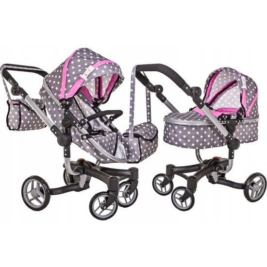 Alice velký kočárek pro panenky Moderno 5294 šedo-růžový