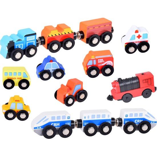 Dřevěná vláčkodráha MĚSTO + kufřík 89 ks