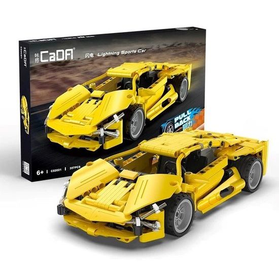 CaDA dětská stavebnice Sportovní auto 357 dílků žluté
