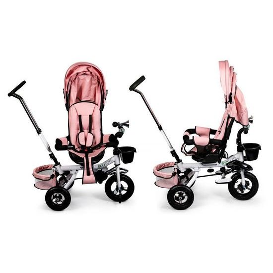 Ecotoys dětská tříkolka s otočným sedadlem a nafukovacími koly Rotage světle růžová