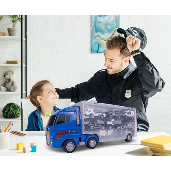 Nákladní auto se 6 kovovými autíčky a skluzavkou Carrier Truck