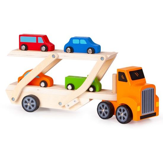 Ecotoys dřevěné autíčko Odtahovka + 4 autíčka