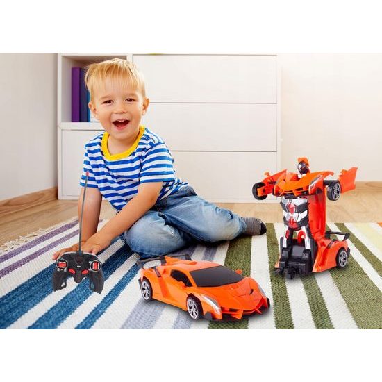 Robot transformer 2v1 Robocar 1:18 oranžový