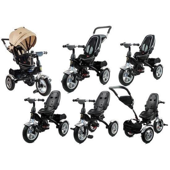 Majlo Toys tříkolka 2v1 s nafukovacími koly PRO600 béžová