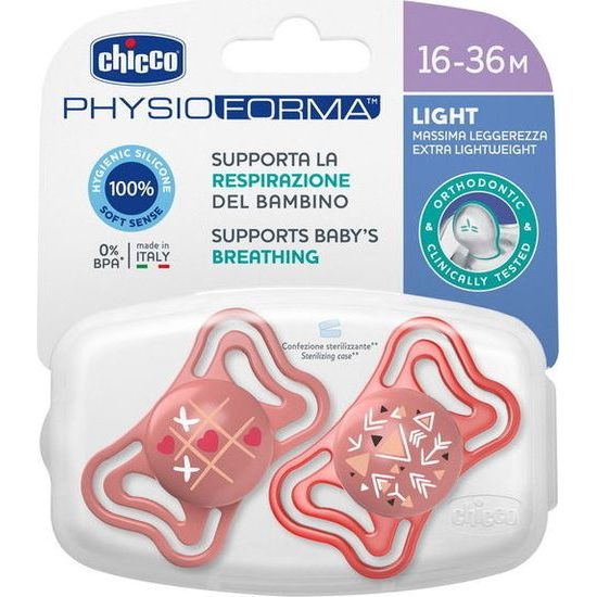 Silikonový dudlík Physio Light 16m, 2ks růžový