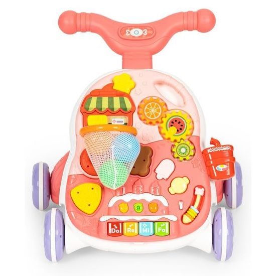 Haunger chodítko 2v1 s hracím stolečkem a košíkovou Active Table - růžové