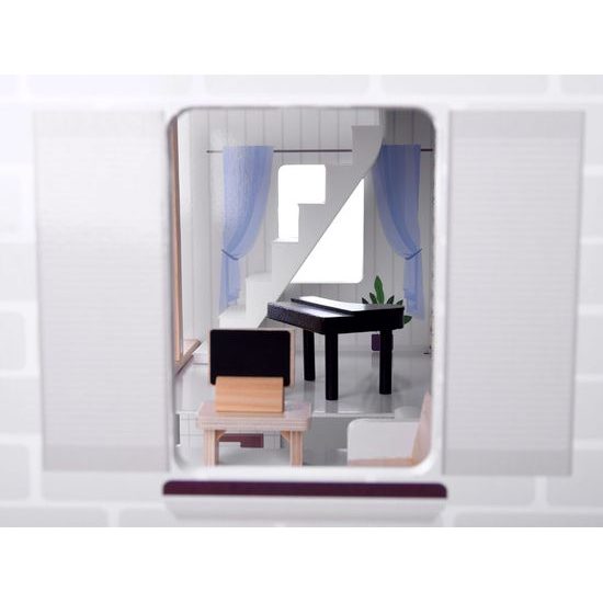 Dřevěný domeček pro panenky s LED osvětlením rezidence Boho