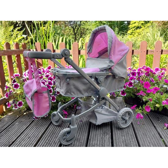 Kočárek pro panenky 4v1 kombinovaný Alice 4543 růžový