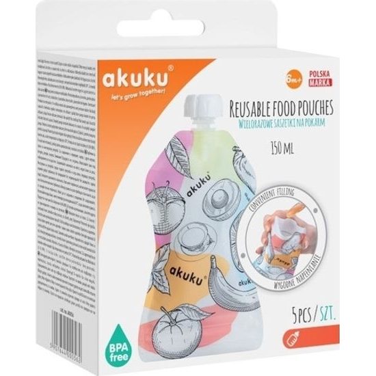 Akuku Klasické plnitelné kapsičky, 150 ml - 5 ks