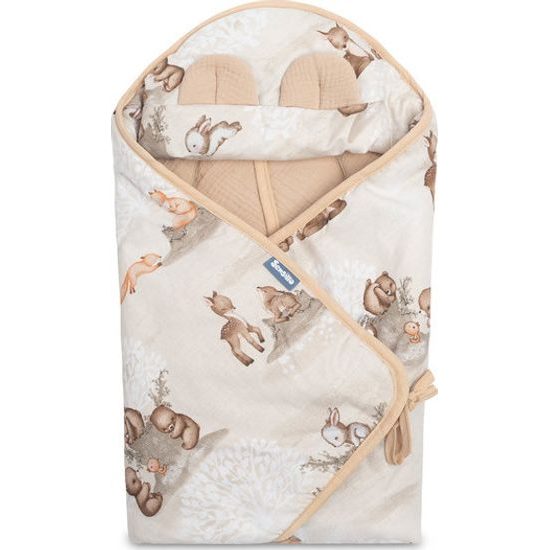 Zavinovačka do autosedačky Lesní zvířátka, meruňková