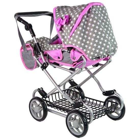 Alice kočárek pro panenky kombinovaný 5246W šedo-růžová