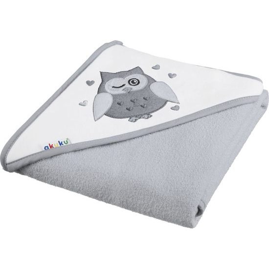 Dětská osuška s kapucí, šedá Sovička