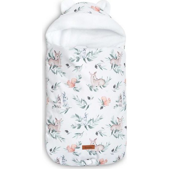 Zimní fusak do kočárku/ do autosedačky - srnky/bílá