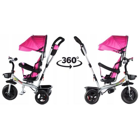 Dětská tříkolka 3v1 s otočným sedadlem S360 růžová