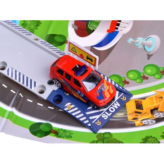 Parkovací garáž s výtahem na baterie, autíčky a hrací podložkou City Garage