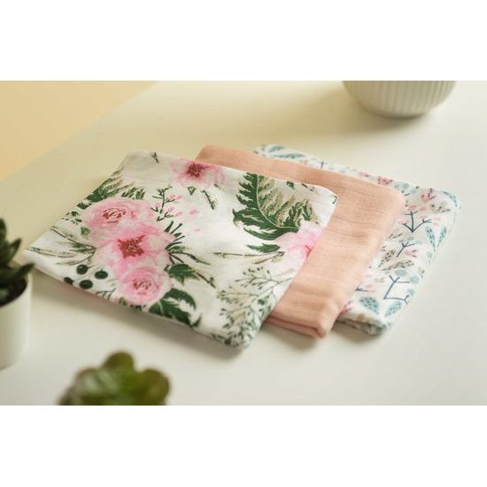 Mušelínová plena 3ks růžová