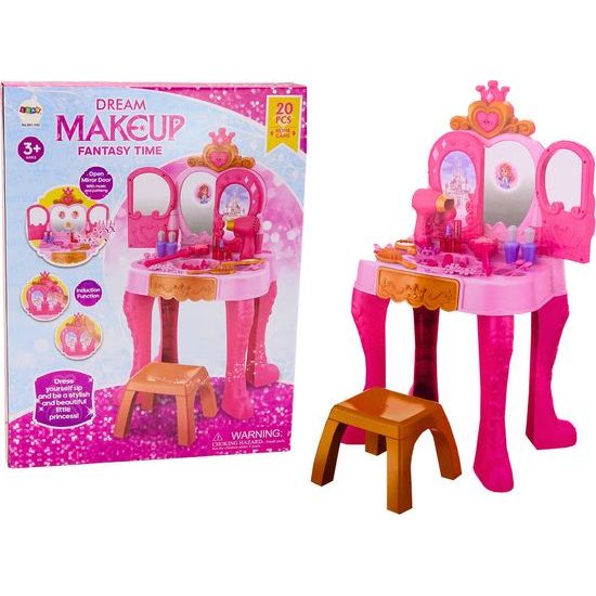 Dětský toaletní stolek se senzorem gest, růžová