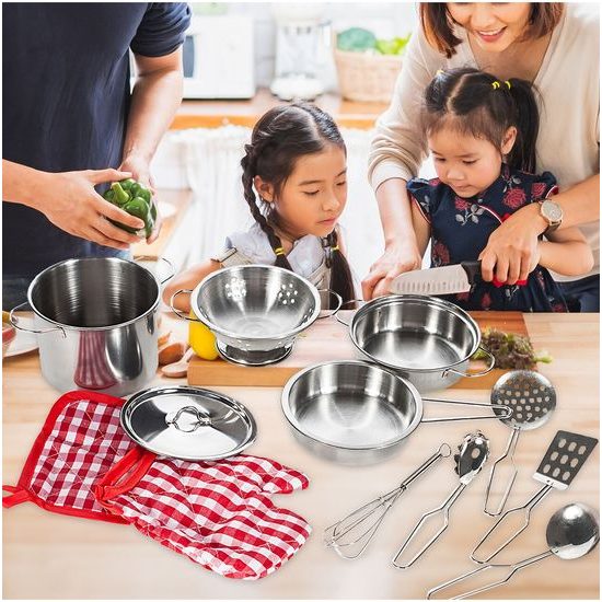 Sada dětského kovového nádobí v batůžku 12 součástí Kitchen Backpack