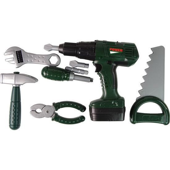 Dětská sada pro kutily se šroubovákem na baterie Zelená