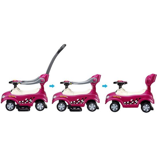 Odrážedlo Super Coupe s vodící tyčí 3v1 fialové