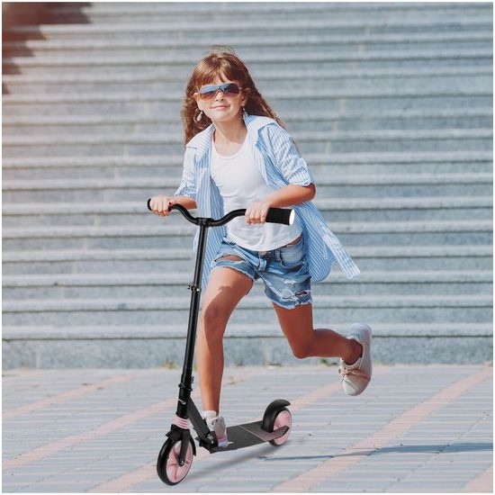 Dětská skládací koloběžka Black Scooter s růžovými koly