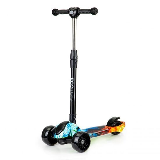 Ecotoys dětská koloběžka černo-modrá se svítícími koly