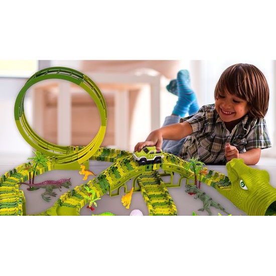 Autodráha s autíčkem na baterie a dinosaury 260 dílků Dino Track