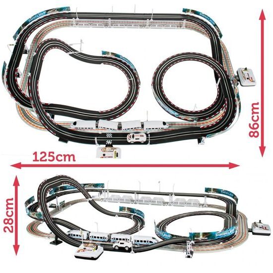 Dětská XXL vláčkodráha s autodráhou Speed Racing 600 cm